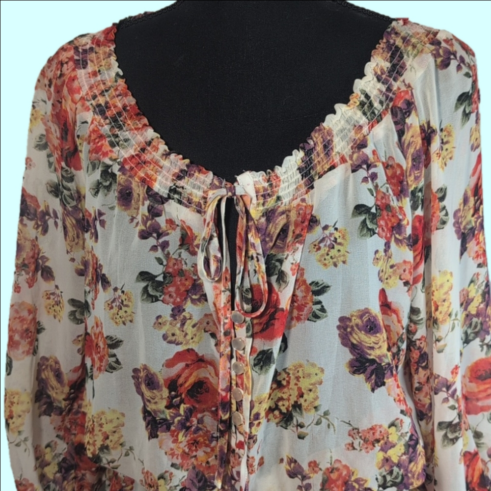 Forever 21 Green Ruffled Tie Front Blouse - Picture 2 of 11